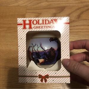 Vintage Tractor Christmas Ball Ornament New Holland Santa Reindeer